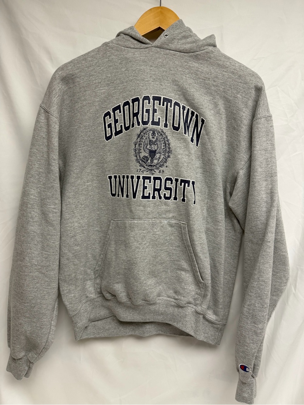 Champion Gray Crewneck Sweatshirt with Navy University Script